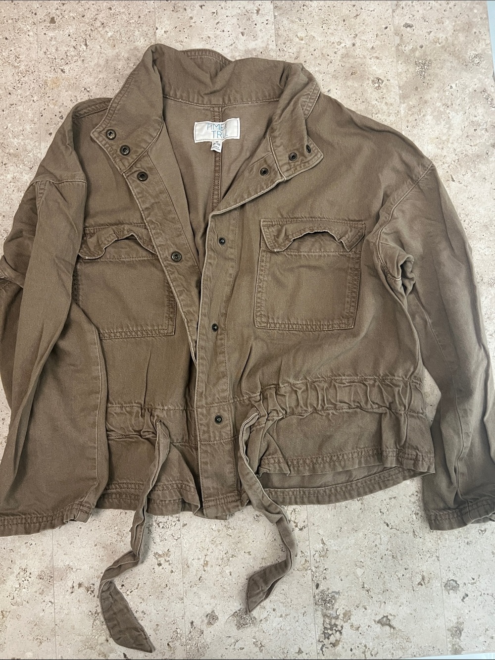 Time and Tru Olive Green Drawstring Utility Jacket